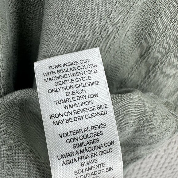 Chicos Womens Shirt 2X Olive Green Button Down Short Sleeve V-Neck Stripe Patter - Picture 8 of 8